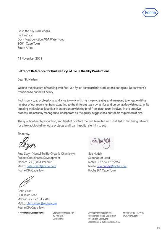 Reference letter from Roche